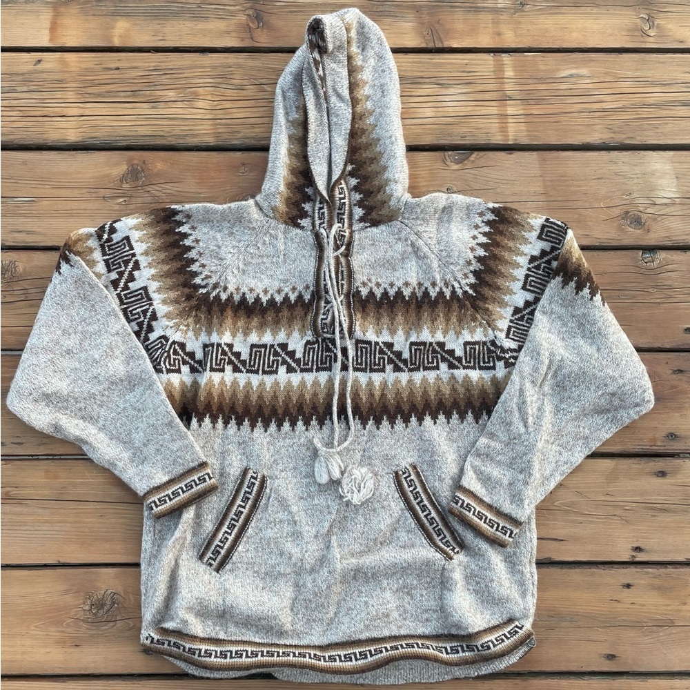 VTG hippie wool aztec hoodie